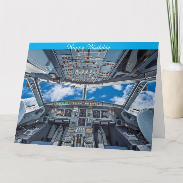 A320 Cockpit Birthday Card (Front)