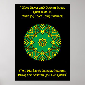 A42 Celtic Kaleidoscopic Mandala- Irish Blessing.6 Poster