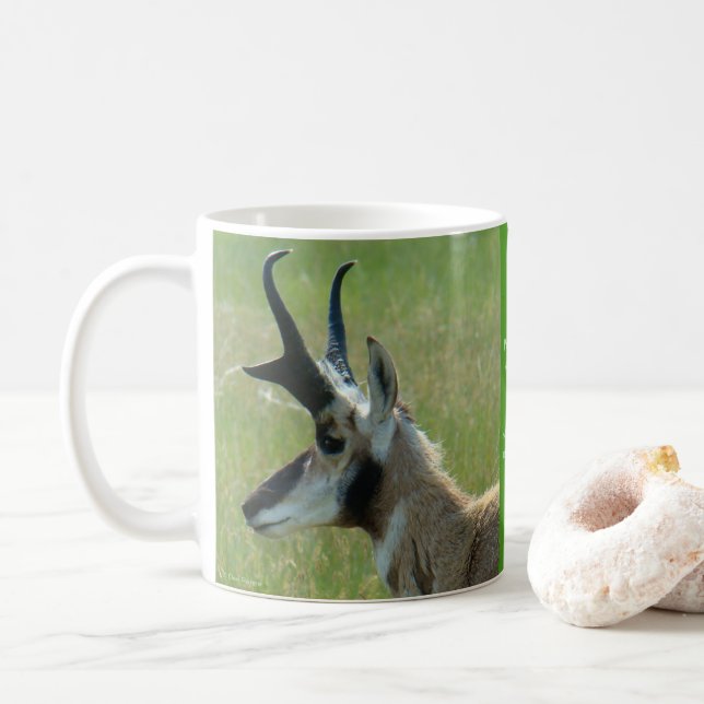 A47 Pronghorn Antelope Big Buck Head Profile Coffee Mug (With Donut)