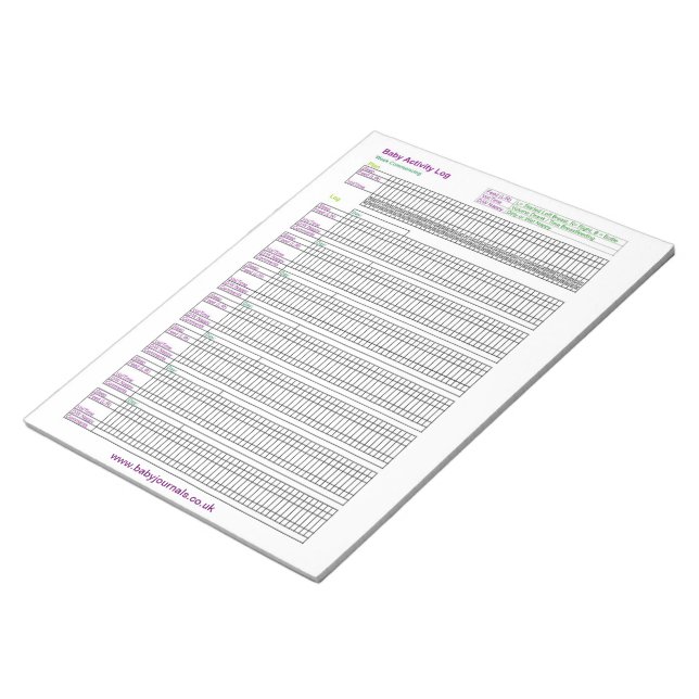 A4 Baby Activity Log Notepad (Angled)