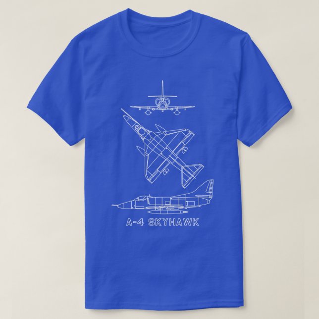 A4 Skyhawk American 1950s Jet Fighter Plane Diagra T-Shirt (Design Front)
