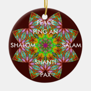 A62 Kaleidoscopic Peace Ornament.1 Ceramic Tree Decoration