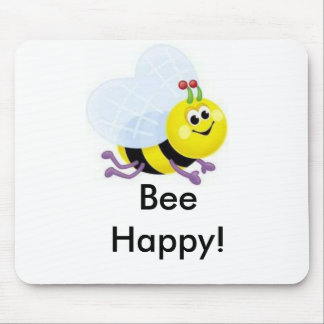 a67_cute_bee, Bee Happy! Mouse Mat