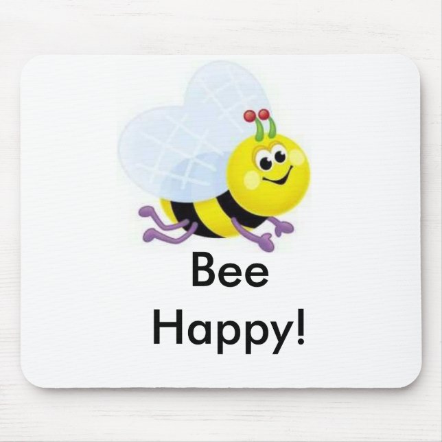 a67_cute_bee, Bee Happy! Mouse Mat (Front)