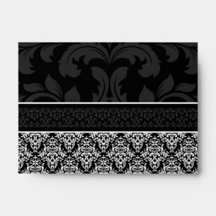 A6 Black and White Damask Lined Envelopes