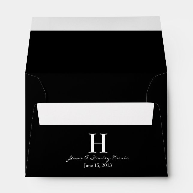 A6 Black & White Monogram Wedding Envelopes (Back (Bottom))