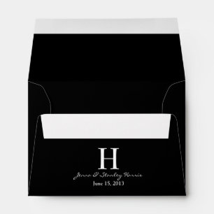 A6 Black & White Monogram Wedding Envelopes