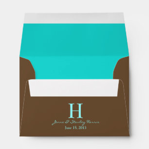 A6 Blue & Brown Monogram Wedding Envelopes