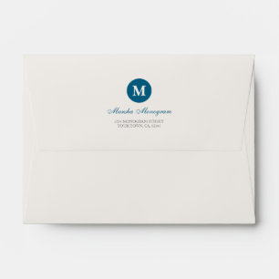 #A6 - Blue & Cream Monogram (Blue inside) Envelope