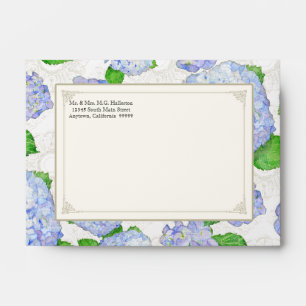 A6 Matching Envelopes Blue Hydrangea Lace Floral