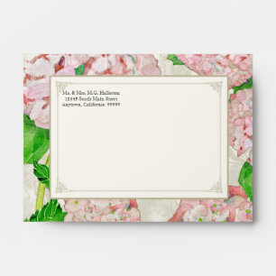 A6 Matching Envelopes Pink Hydrangea Lace Floral