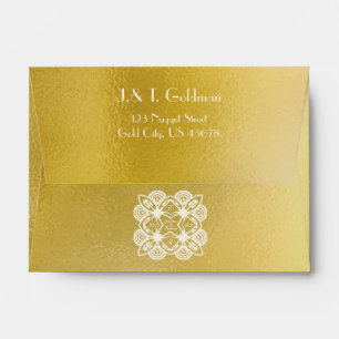 A6 Personalised Golden Wedding Art Deco Ornament Envelope