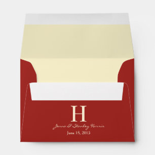 A6 Red & Cream Monogram Wedding Envelopes