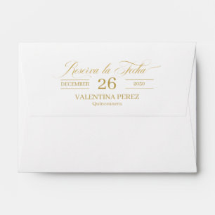 A6 Save the Date Spanish Quinceanera with Gold Envelope