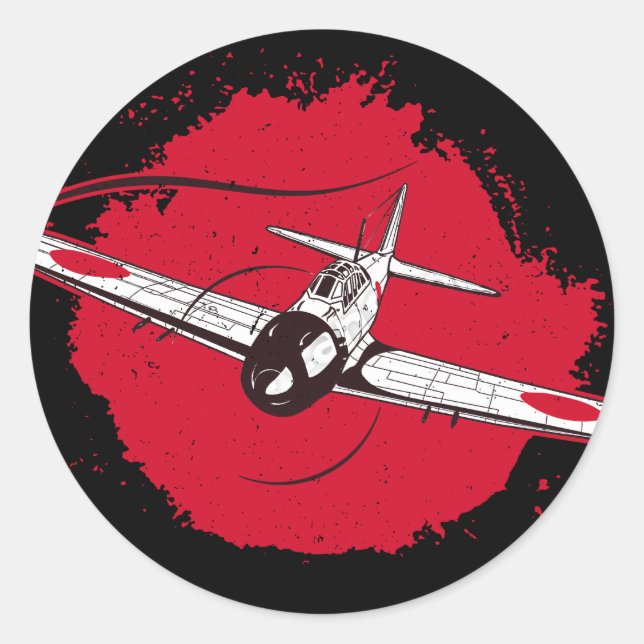 A6M Zero | World War 2 Japanese Plane Retro Classic Round Sticker (Front)