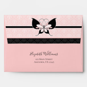 A7 5x7 Butterfly Damask Return Address Envelopes