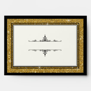 A7 5x7 Card Envelopes Gold Ornament Glitter