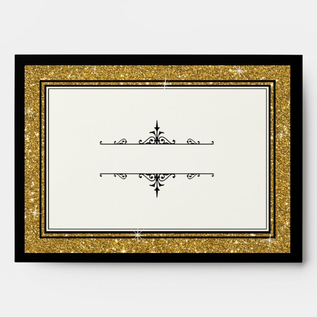 A7 5x7 Card Envelopes Gold Ornament Glitter (Front)