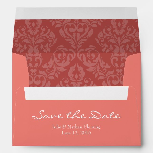 A7 5x7 Coral Save the Date Envelopes (Back (Bottom))
