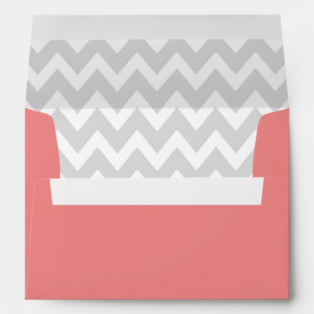 A7 5x7 Coral White Grey Chevron Envelopes (Back (Bottom))