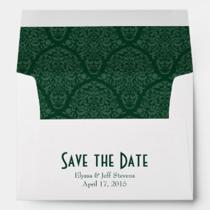 A7 5x7 Dark Green White Save the Date Envelopes