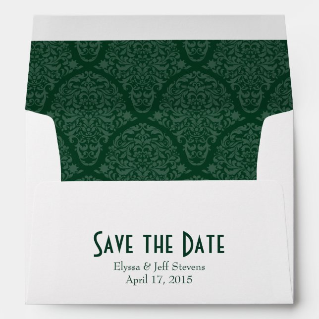 A7 5x7 Dark Green White Save the Date Envelopes (Back (Bottom))