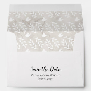 A7 5x7 Grey Grey Doves Leaf Save the Date Envelope