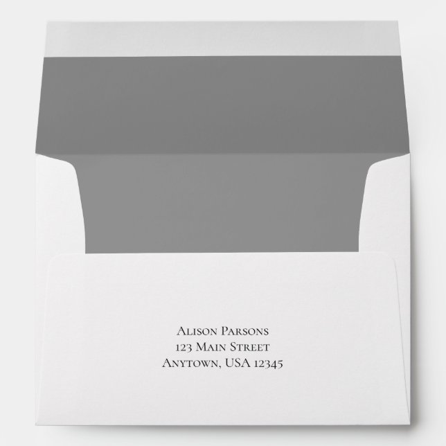 A7 5x7 Grey Grey White Return Address Envelopes (Back (Bottom))