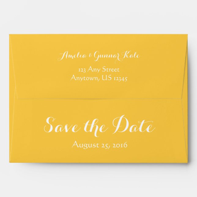 A7 5x7 Mustard Yellow Save The Date Envelopes (Back (Top Flap))