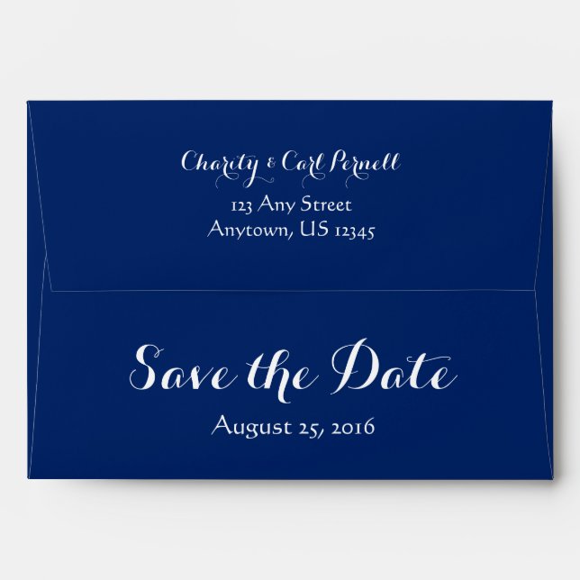 A7 5x7 Navy Blue Save The Date Envelope (Back (Top Flap))