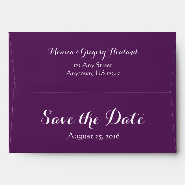 A7 5x7 Plum Purple Save The Date Envelopes (Back (Top Flap))