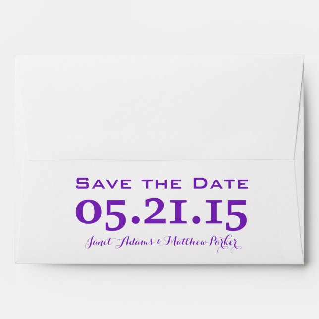 A7 5x7 Purple White Save the Date Envelopes (Back (Top Flap))