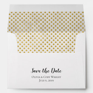 A7 5x7 Vintage Gold Polka Dots Save the Date Envelope