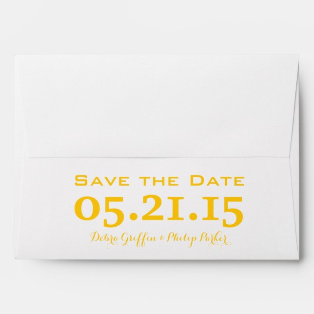 A7 5x7 Yellow White Save the Date Envelopes (Back (Top Flap))