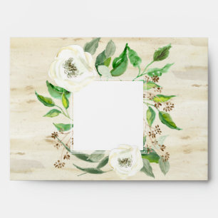 A7 Address Boho Foliage Leaf Rose Birch Bark Wood Envelope