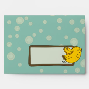 A7 Aqua Blue & Yellow Retro Chic Bird Envelopes