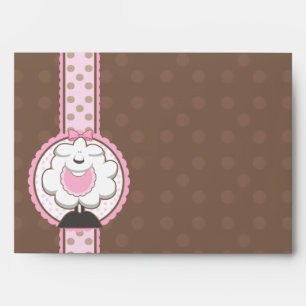 A7 Baby Sheep Pink & Brown Baby Shower Envelopes