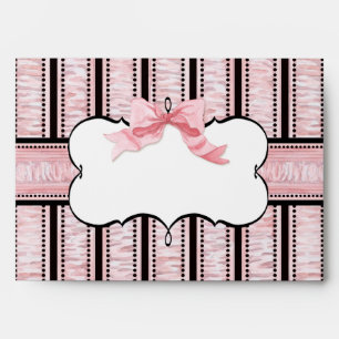 A7 Bat Mitzvah Envelope - French Bow Dot Swirl