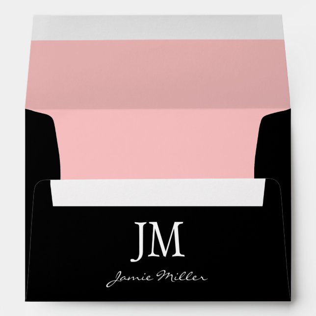 A7 Black and Pink Monogram Envelopes (Back (Bottom))