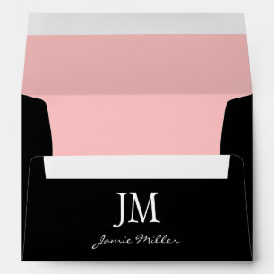 A7 Black and Pink Monogram Envelopes