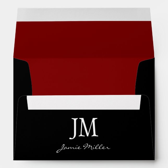 A7 Black and Red Monogram Envelopes (Back (Bottom))