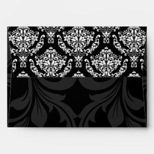 A7 Black and White Damask Flap Envelopes