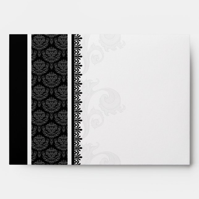 A7 Black and White One-Side Damask Envelopes (Front)