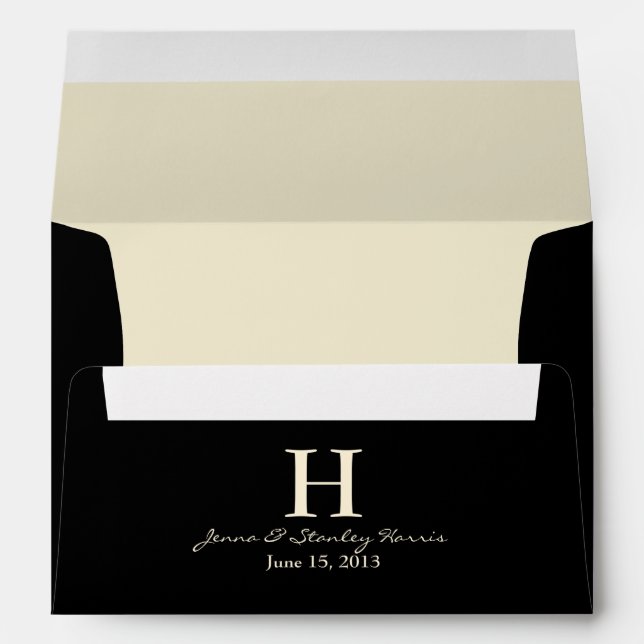 A7 Black & Cream Monogram Wedding Envelopes (Back (Bottom))