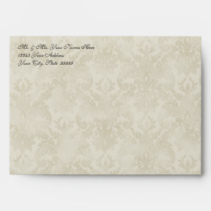 A7 Black n Cream Fleur de Lis Damask Wedding Envelopes