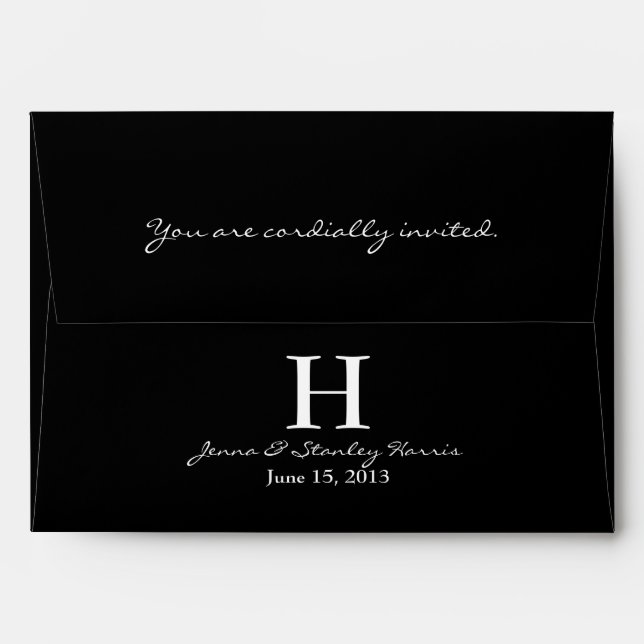 A7 Black & White Monogram Wedding Envelopes (Back (Top Flap))