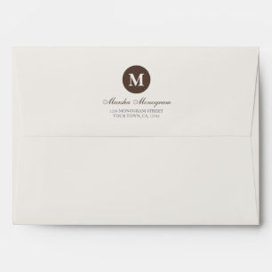#A7 - Brown & Cream Monogram (Brown inside) Envelope