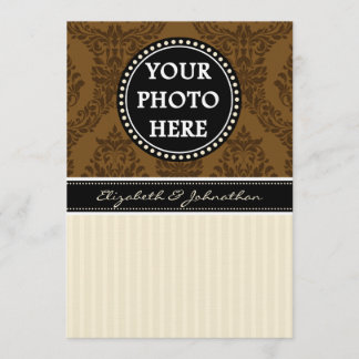 A7 Brown & Cream Striped Photo Wedding Invitations
