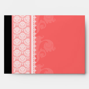 A7 Coral Pink One-Side Damask Envelopes