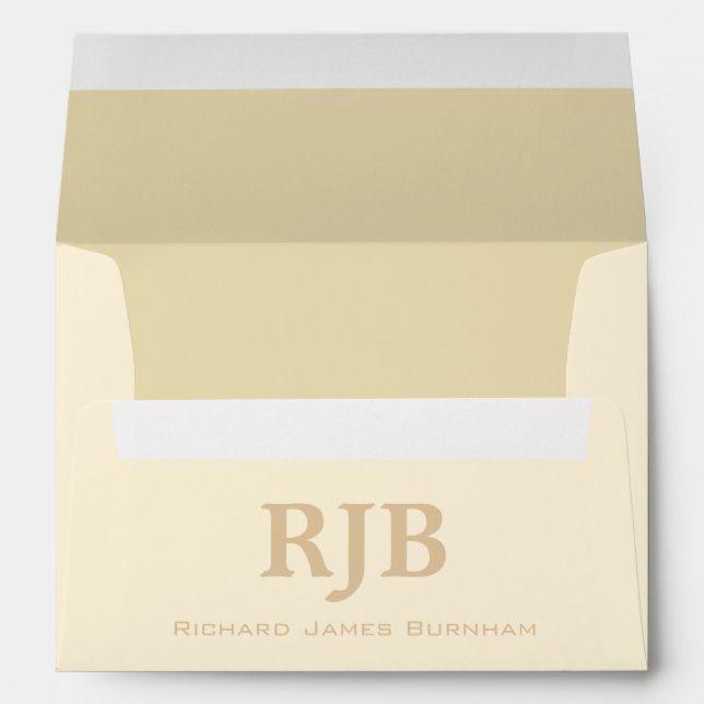 A7 Cream Ivory Beige Monogrammed Envelopes (Back (Bottom))